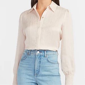 Express Textured Smocked Cuff Portofino Shirt